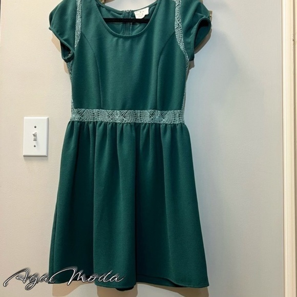 Anthropologie, Pins and Needles Teal Skater Mini Dress - Picture 1 of 13